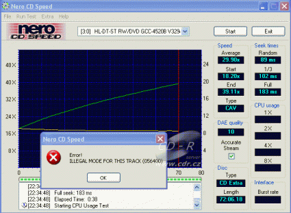 LG GCC-4520B - CDspeed čtení CD-DA s CDS100