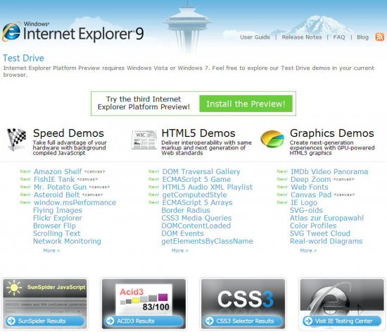 Internet Explorer 9 Platform Preview 3