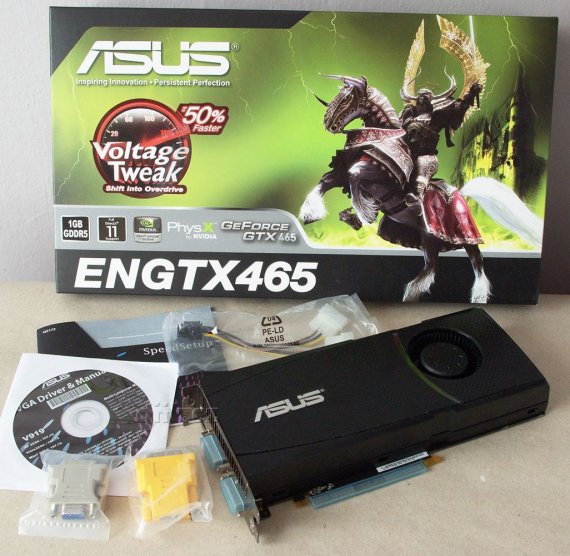 GeForce GTX 465, obsah balení Asus