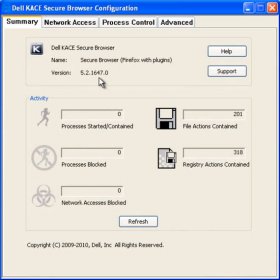 Dell KACE Secure Browser: sledování fungování