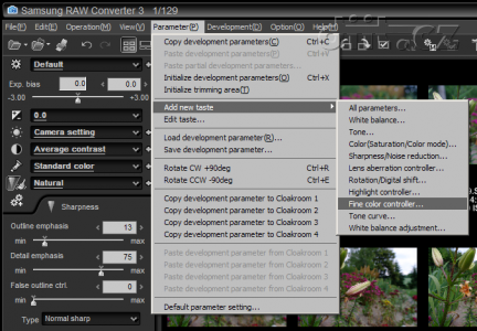Samsung RAW Converter: menu
