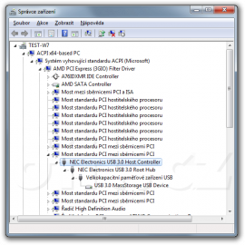 Správce zařízení - NEC Electronics USB 3.0 Host Controller