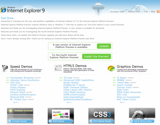 Internet Explorer 9 Platform Preview 4