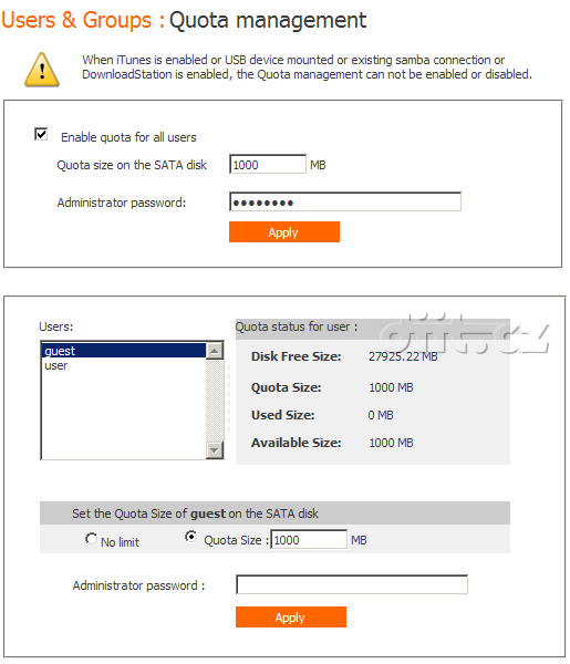 Thermaltake Muse X-Duo RAID - Users and Groups - Quota management