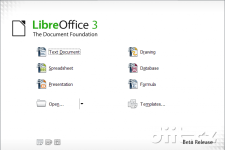 LibreOffice 3.3.0 beta úvodní obrazovka
