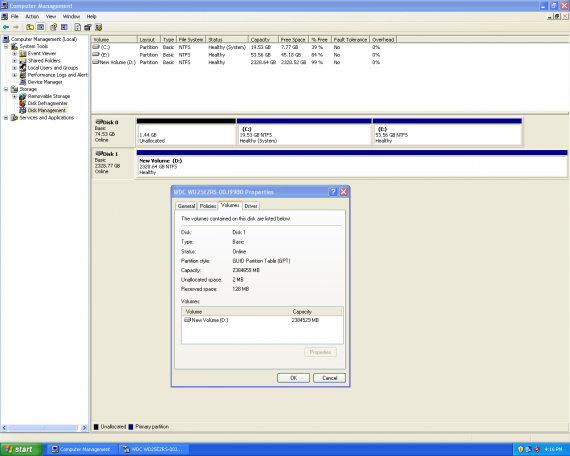 Správce disků ve Windows - vlastnosti disku s GPT