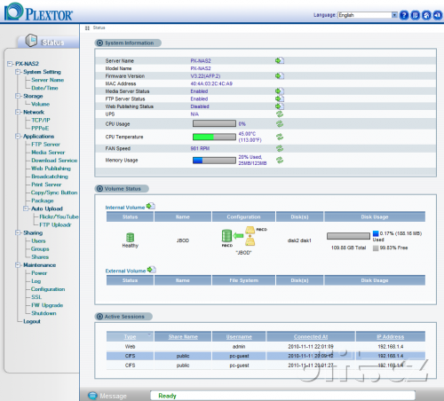 Plextor PX-NAS2 - System information