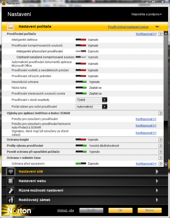 Symantec Norton Internet Security 2011 - nastavení