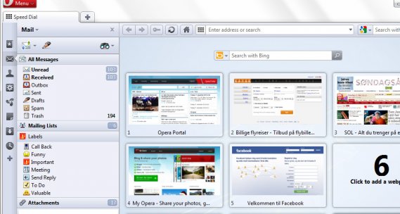 Opera 11: Mail panel