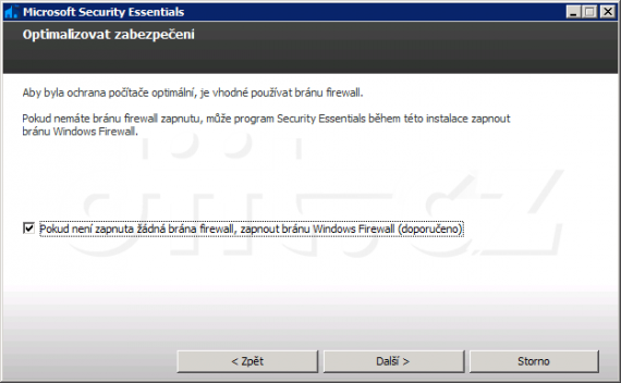 Microsoft Security Essentials - nastavení Windows Firewallu