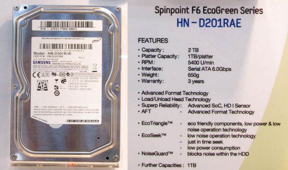 Samsung Spinpoint F6 EcoGreen HN-D201RAE - 2TB 3,5″ disk s 1TB plotnami