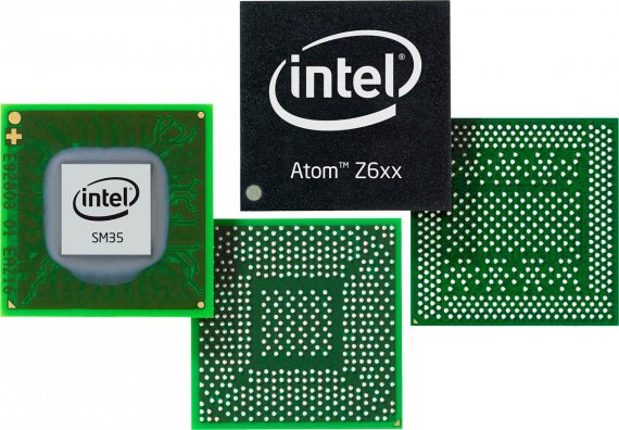 Intel Atom Z6xx + Intel SM35 Express Chipset (z obou stran)