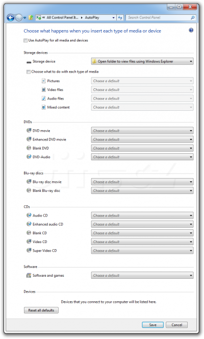 „Windows 8“ M1 - předělaný ovládací panel AutoPlay (Přehrát automaticky)
