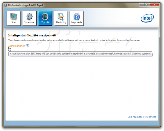 Intel Rapid Storage: Zrychlení