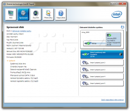 Intel Rapid Storage: Informace o disku po zrychlení