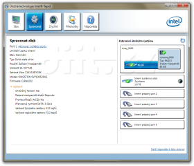 Intel Rapid Storage: Informace o SSD ve svazku mezipaměti