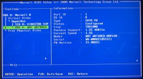 Marvell BIOS - Informace o HDD
