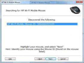 HP Wi-Fi Mobile Mouse - párování - myš nalezena