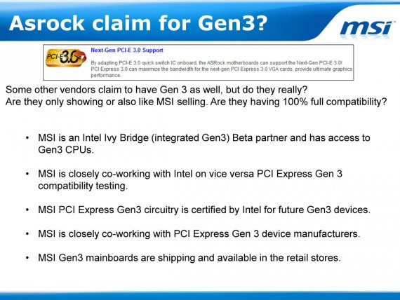 MSI se ve své „Gen3 Mainboards“ prezentaci opírá do ASRocku