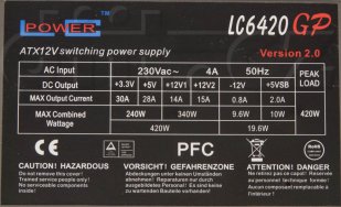 LC Power LC6420GP v2.0 - výrobní štítek