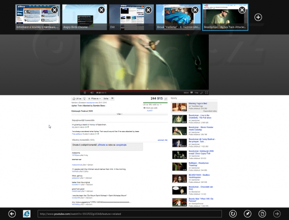 YouTube v Metro-Internet Exploreru - video jede přes HTML5