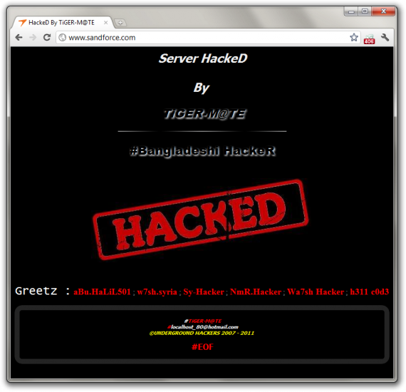 Hacknutý web SandForce.com