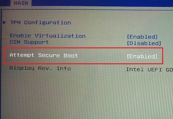Secure Boot v Setupu nejmenovaného Samsung PC