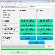 Crucial M4 SSD 128GB - AS SSD Benchmark, Marvell GSATA3, fw. 0009