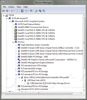 Windows 8 - správce zařízení: Etron USB 1.0 XHCI + UAS Mass Storage zařízení (nefunguje to)