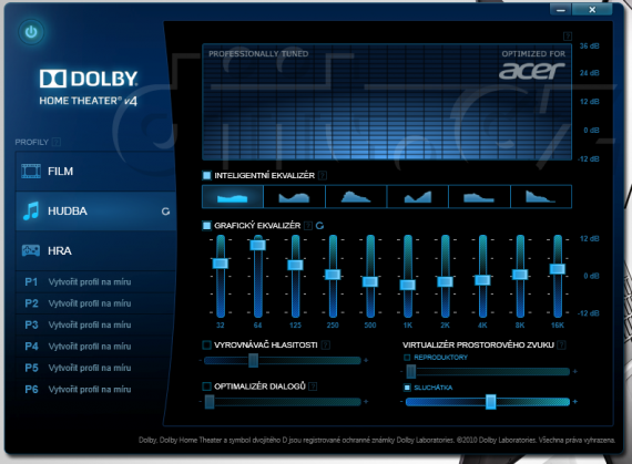 Acer Aspire S3 - aplikace Dolby HT