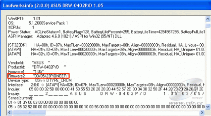 ASUS DRW-0402P Benchmark info