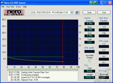 Plextor PX-W5224TA - CDspeed zápis CD-RW 12× HighSpeed