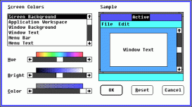 Windows v 2.03 - Nastavení barev