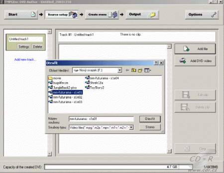 TMPGEnc DVD Author - vložení souboru