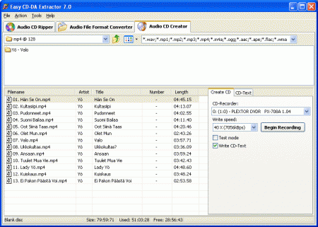 Easy CD-DA Extractor 7 Audio CD Creator