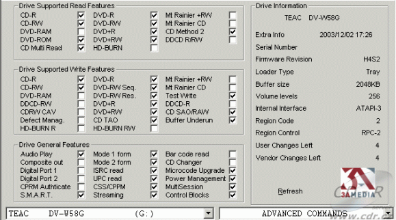 Teac DV-W58G - DVDinfo Pro