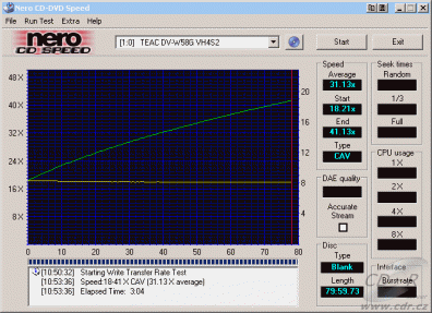 Teac DV-W58G - CDspeed zápis CD-R