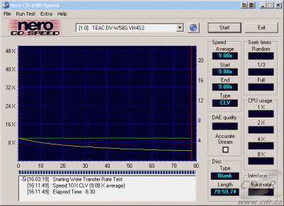 Teac DV-W58G - CDspeed zápis CD-RW 10×