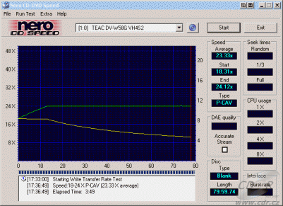 Teac DV-W58G - CDspeed zápis CD-RW 24×