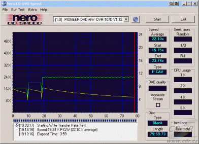 Pioneer DVR-A07XLA - CDspeed zápis CD-R