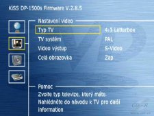 KiSS DP-1500 - Americká čeština - nastavení typu TV