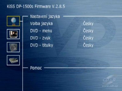 KiSS DP-1500 - SETUP: Nastavení jazyka přehrávače a pro DVD