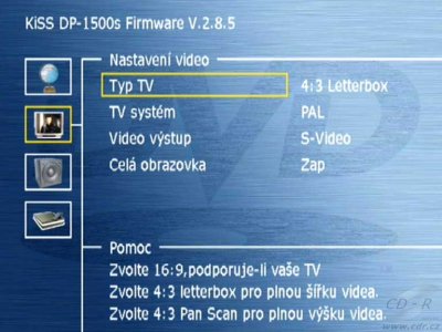KiSS DP-1500 - SETUP: Nastavení Video