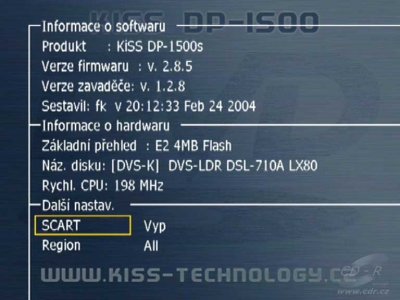 KiSS DP-1500 - Skryté menu