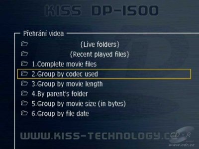 KiSS DP-1500 - Video výběr z EZ-Linku v přehrávači