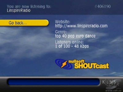 KiSS DP-1500 - Webradio2: stanice LinspireRadio