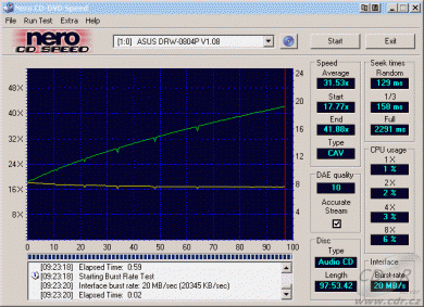 Asus DRW-0804P - CDspeed čtení CD-DA 99 min