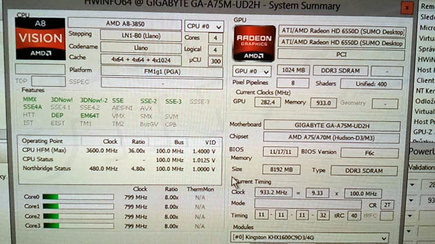 HWiNFO64 - AMD A8-3850