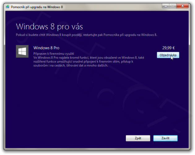 Windows 8 Pro - Pomocník při upgradu na Windows 8