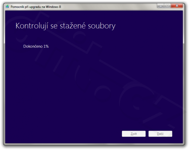 Kontrola stažených souborů - Pomocník při upgradu na Windows 8